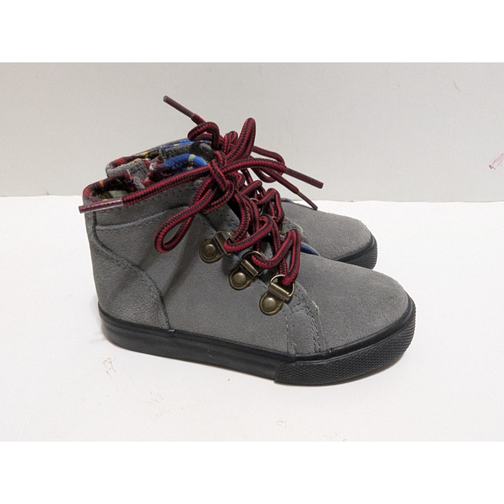 Cat & Jack High Top Leather Sneakers Toddler Boys Sz8 Zip Closure
